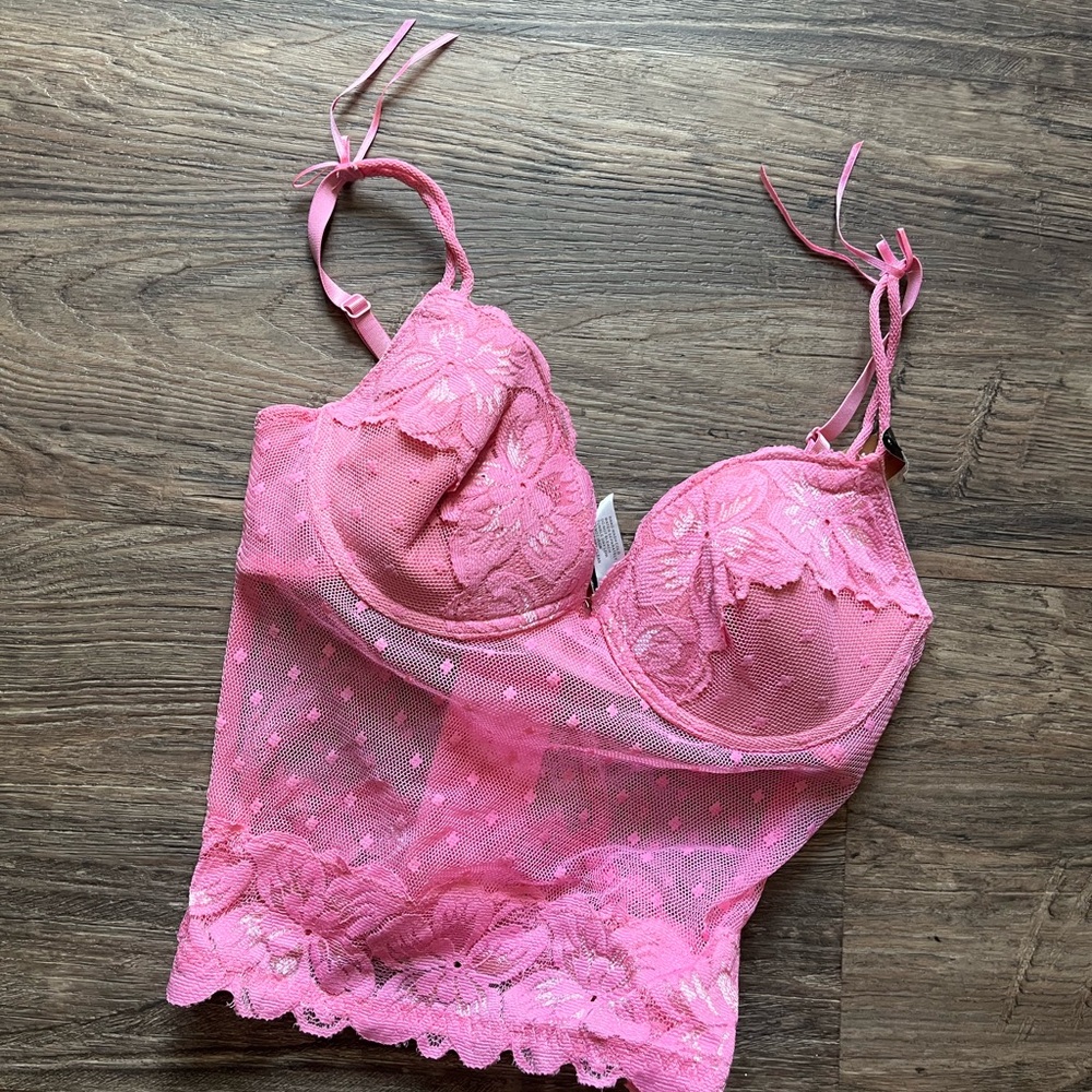 Donna Loren Pink Lace Bralette 34B corset new